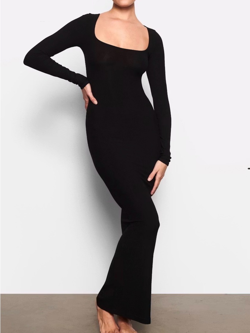 SKIMS Onyx Soft Lounge Long Sleeve Maxi Dress